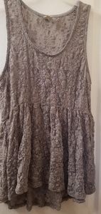 Grey Stretch Knit Lace Babydoll cut top